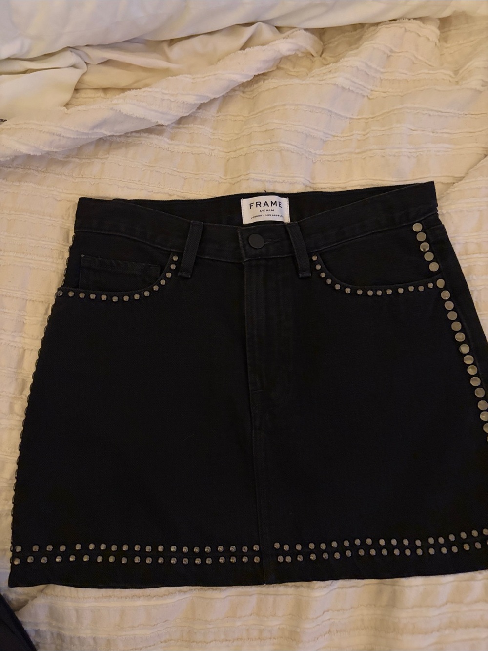 Frame Denim Black Studded Mini Skirt - Picture 2 of 7